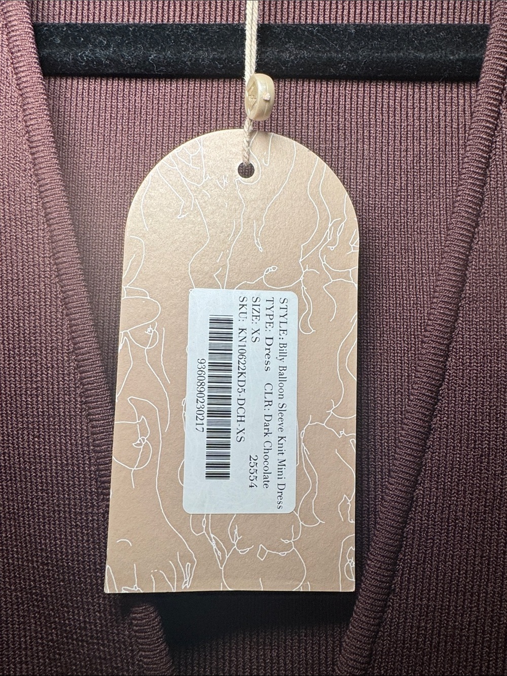 NWT Meshki Billy Balloon Sleeve Knit Mini Dress Chocolate Brown Size XS - Picture 9 of 10